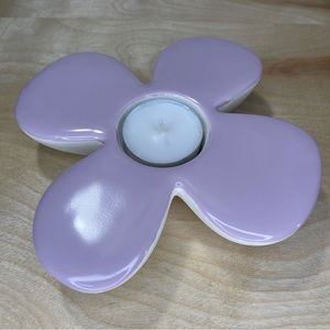 Ceramic Flower Tea Light Holder - Purple